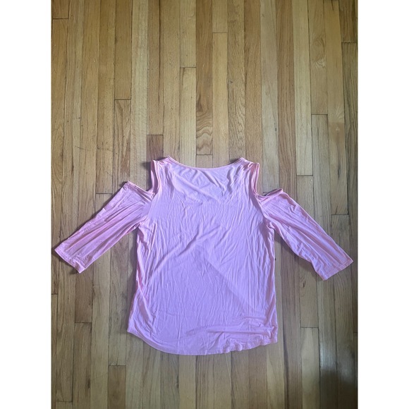 Unbranded Tops - Pink Cold Shoulder Crisscross V-Neck 3/4 Sleeve Rayon Blend Top Medium